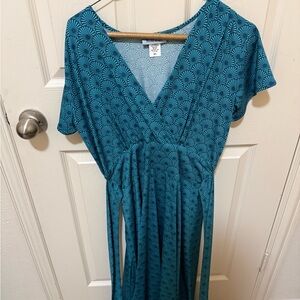 Karina Blue Patterned Maxi Dress